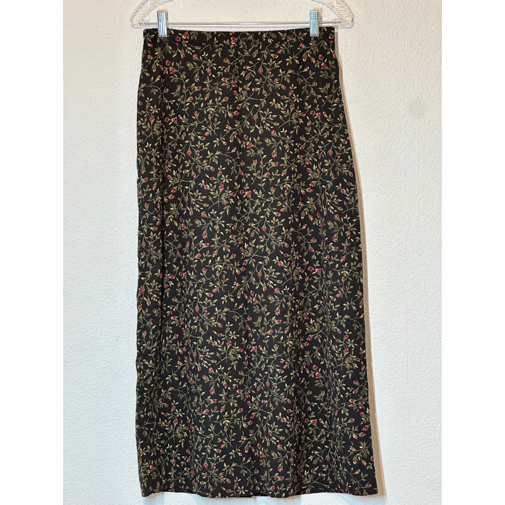 I.N. Studio Womens Vintage Floral Rosebud Maxi Skirt Black Red Size 10 47230